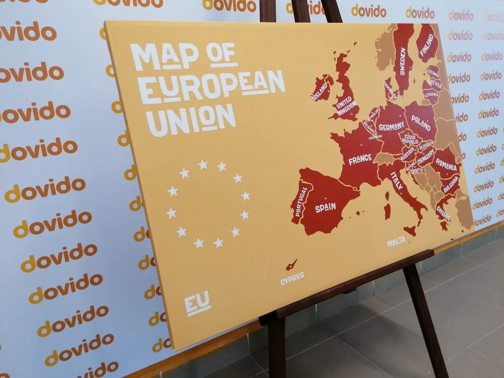Obraz moderná mapa Európskej únie v hnedom prevedení - 60x40