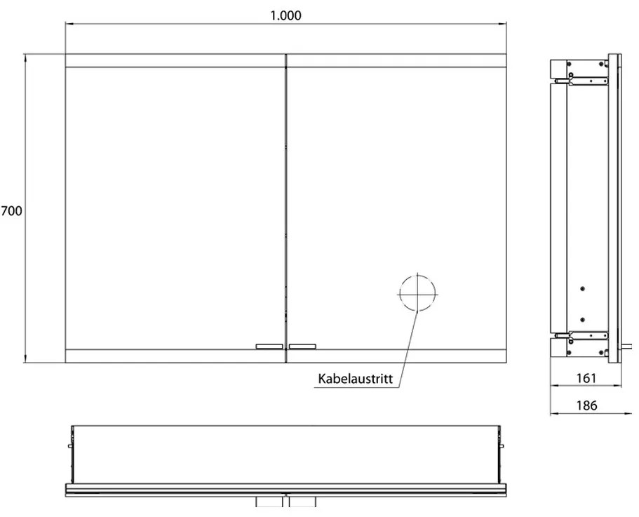 Emco Evo - Osvetlená vstavaná zrkadlová skrinka LED 1000 mm, zrkadlová 939707015