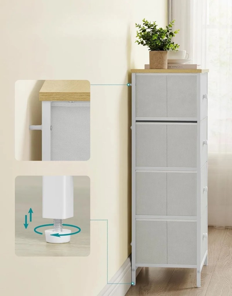 Komoda so zásuvkovými boxmi HALLY 53x93 cm, dub/biela