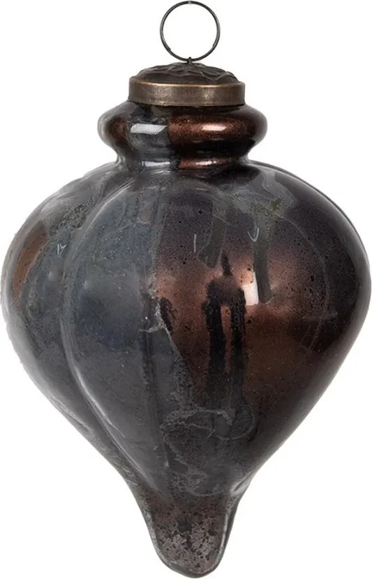 Hnedá antik sklenená ozdobá špicatá banka - Ø 10*15 cm