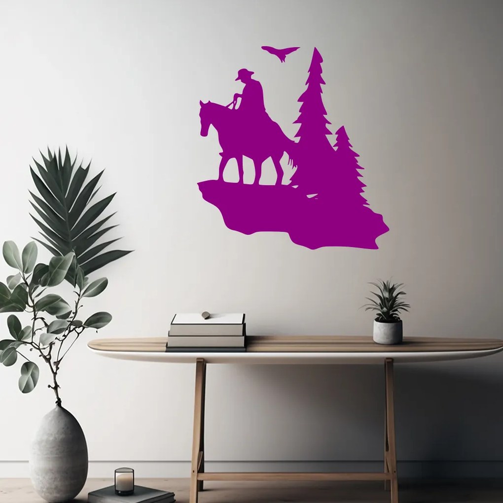 Veselá Stena Samolepka Kovboj v diaľke Farba: žlutá, Veľkosť: 100 x 105 cm