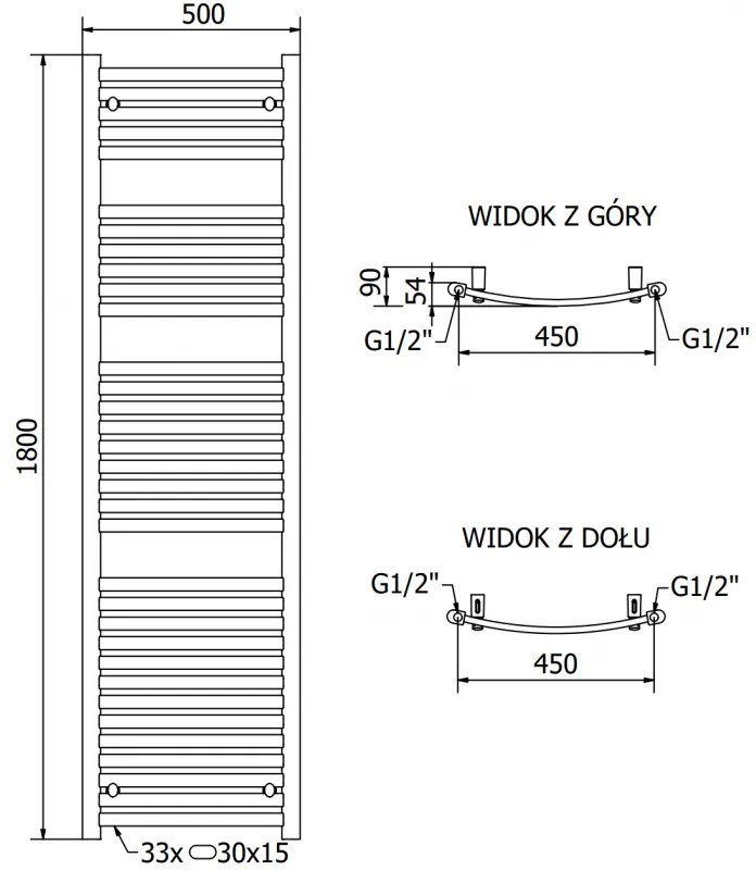 Mexen Helios, elektrické vykurovacie teleso 1800 x 500 mm, 900 W, antracitová, W103-1800-500-2900-66