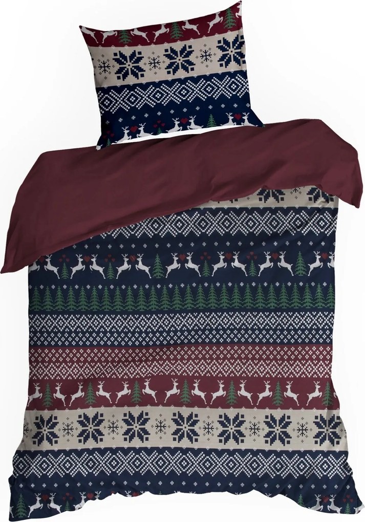 VIANOČNÉ RENFORCÉ OBLIEČKY SKANDY 200X220 CM, 2 KS 70X80 CM VZOROVANÉ