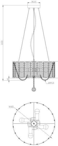 Globo 15091H - Krištáľový luster na lanku WALLA 4xE14/40W/230V