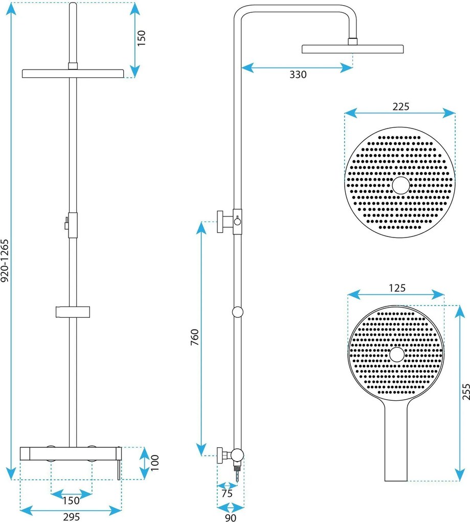 Rea RIVO, sprchová súprava s pákovou batériou, čierna matná, REA-P6623