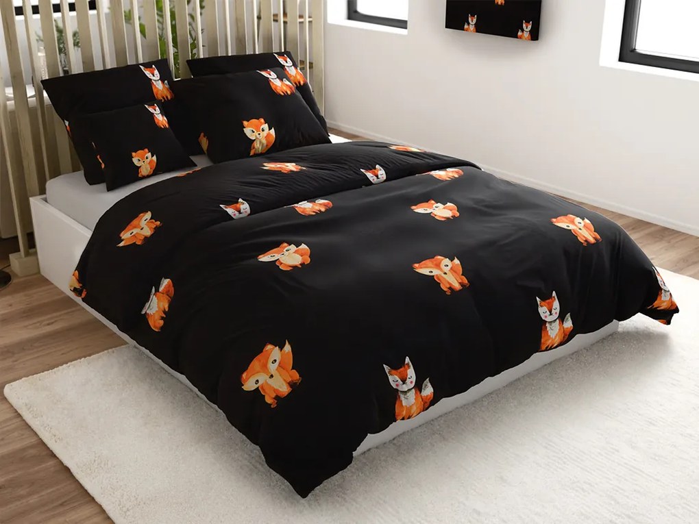 Obliečky z mikrovlákna FOXES čierne Rozmer obliečky: 2 ks 70 x 80 cm | 160 x 200 cm