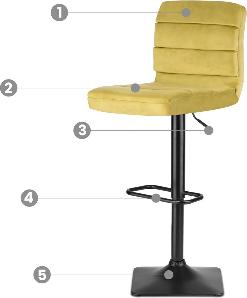 Barová stolička s operadlom SOFOTEL Drava - žltá