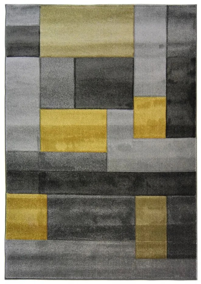 Flair Rugs, Kusový koberec Hand Carved Cosmos Ochre, 120x170, šedá, obývacia izba