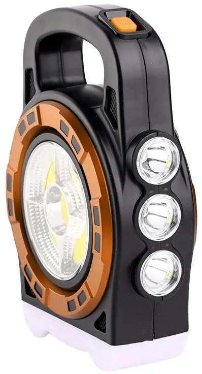 VERK Prenosné dobíjacie solárne LED svietidlo HB-6678C s funkciou powerbanky - zlatá