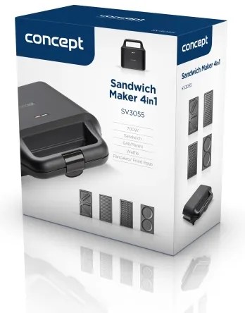 Concept SV3055 - Toustovač 4v1 700W/230V čierna