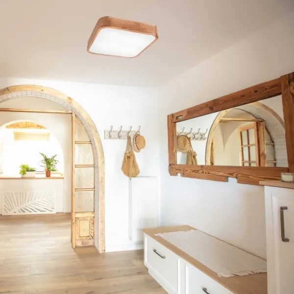 Stropné svietidlo OAK SQUARE 4xE27/15W/230V 45x45 cm dub