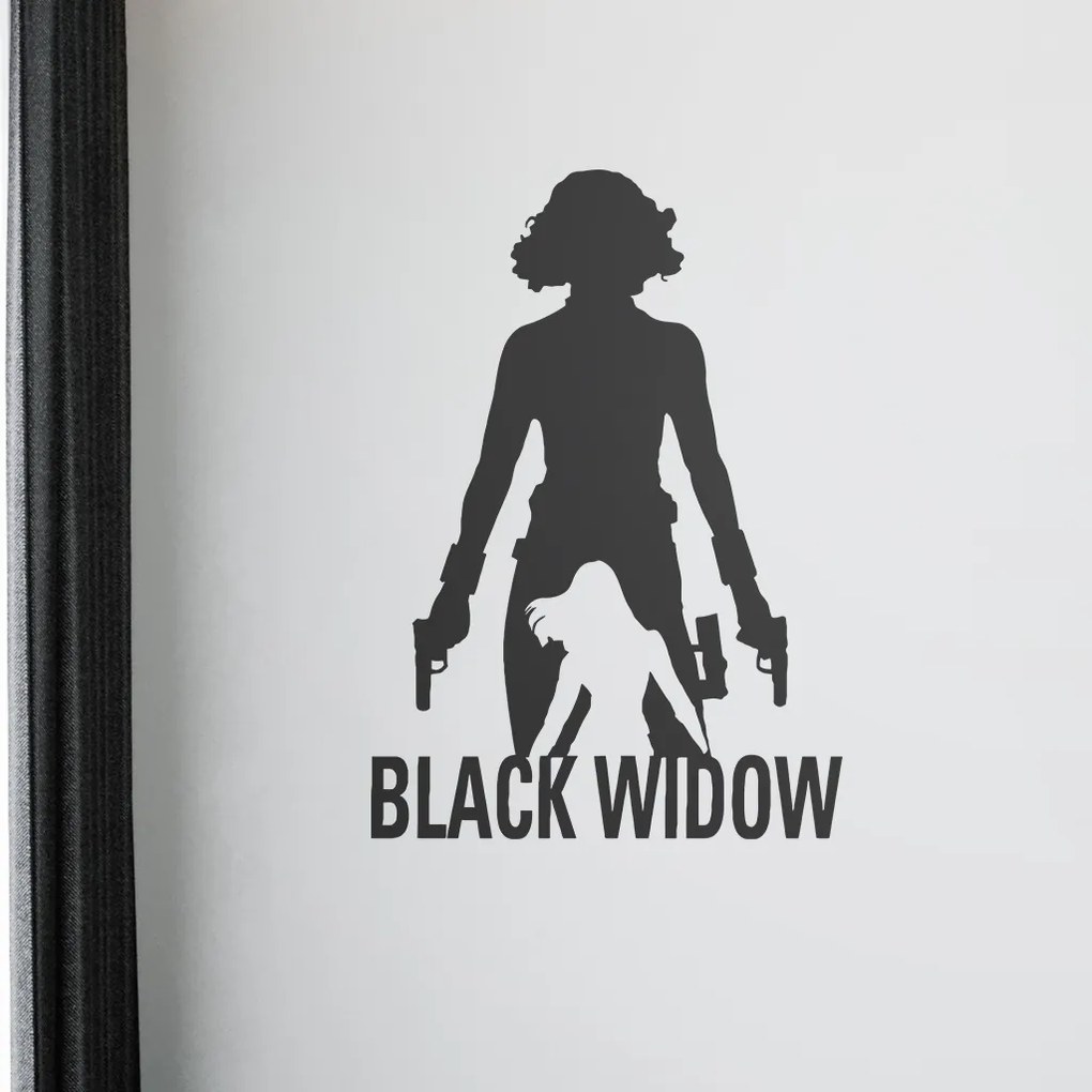 Veselá Stena Samolepka na stenu na stenu Black Widow silueta Farba: černá