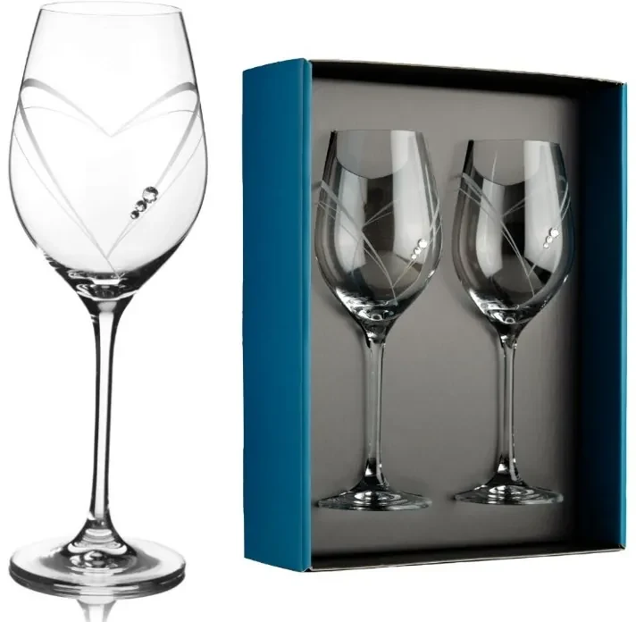 Dekorant Svadobné poháre na biele víno Aphrodite s krystaly Swarovski 360ml 2KS VARIANTA 3