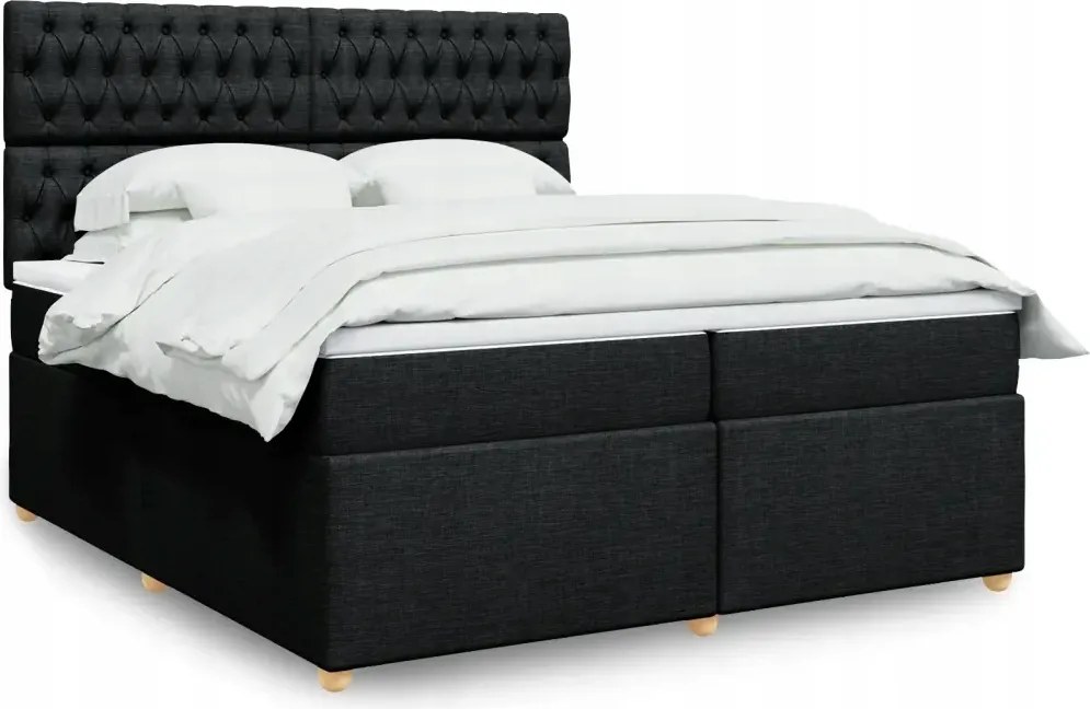vidaXL Boxspring posteľ s matracom čierna 200x200 cm látka