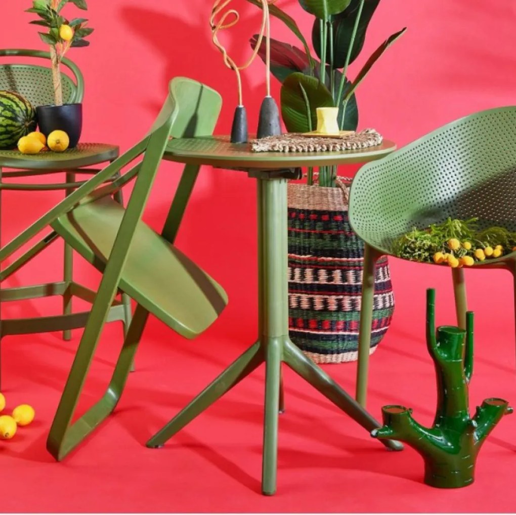 SKY FOLDING Ø60 sklopný záhradný stôl olive green