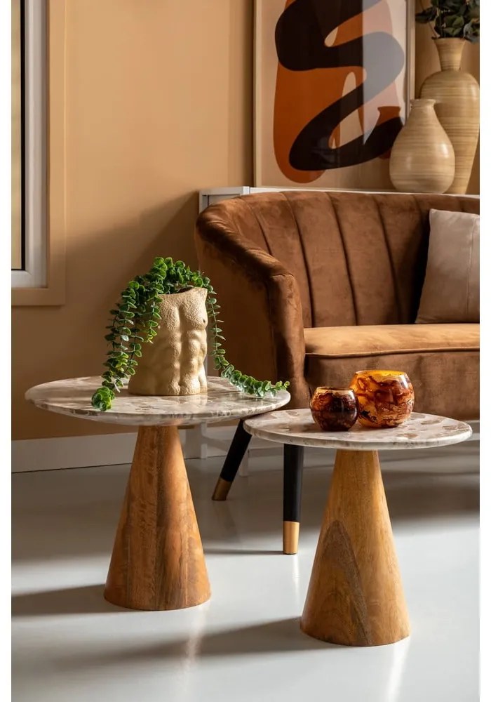 Okrúhly odkladací stolík s doskou v dekore mramoru ø 50 cm Force – Leitmotiv