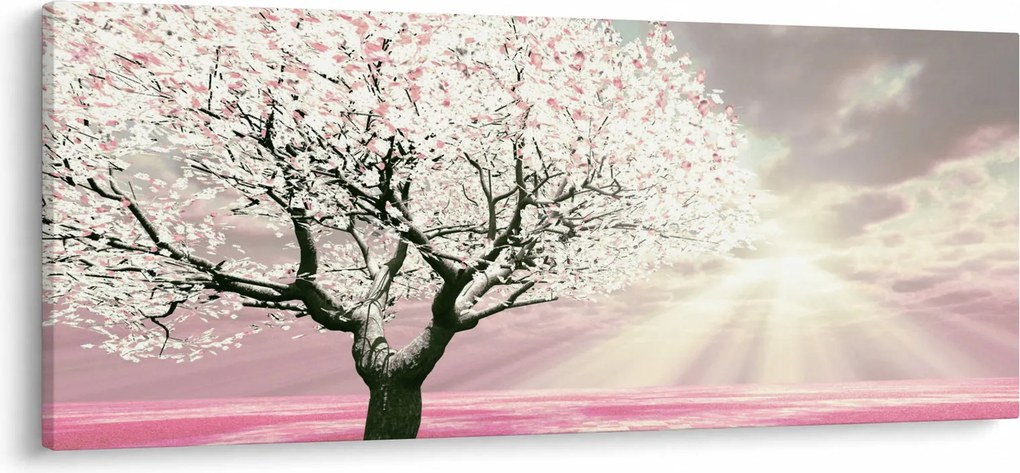Ružový obraz stromu (120x50 cm)