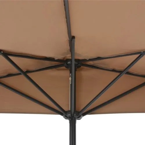 vidaXL Balkónový slnečník, hliníková tyč, sivohnedý 300x150cm, polkruh-
