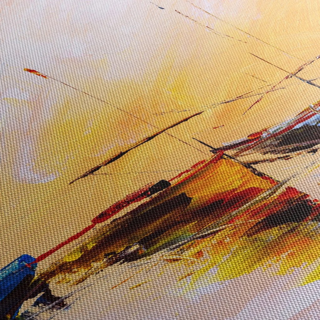 Obraz - Maľba loďou (s hodinami) (90x30 cm)