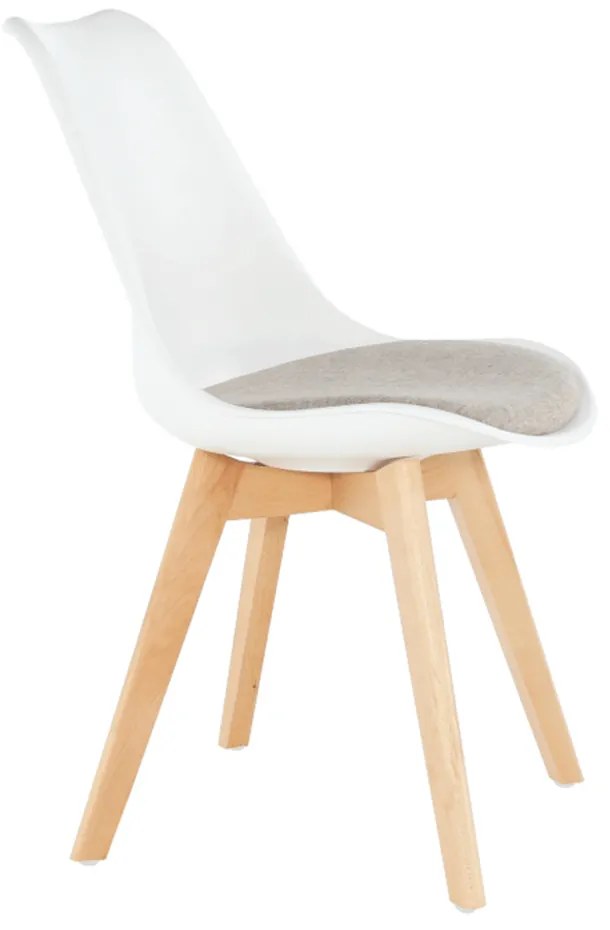 Jedálenská stolička DAMARA – drevo, plast, látka, viac farieb sivá
