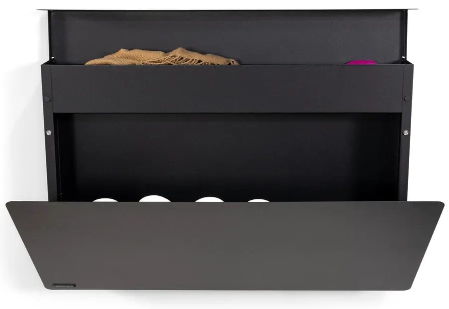 Čierna kovová výklopná/závesná skrinka na topánky 78x48x13 cm Luigi – Spinder Design