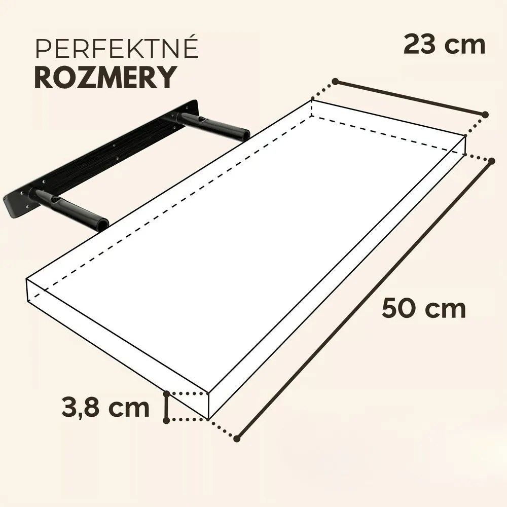 Nástenná polica FIGO + konzola, 50cm, tmavý dub Casaria