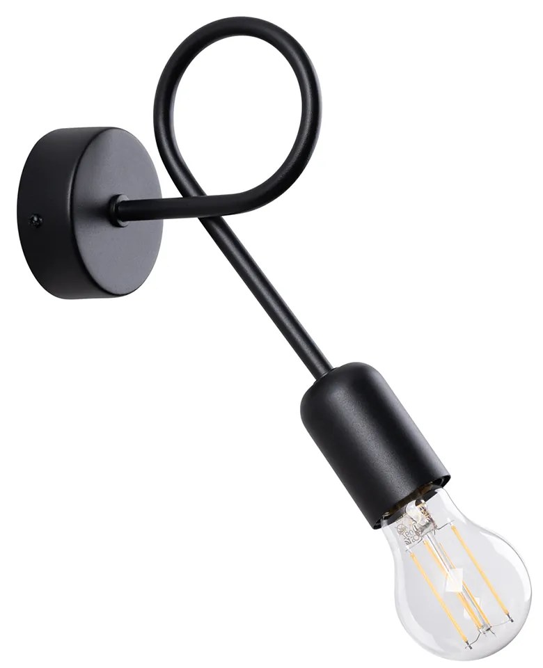 Nástenné svietidlo Loop 1, čierne telo svietidla