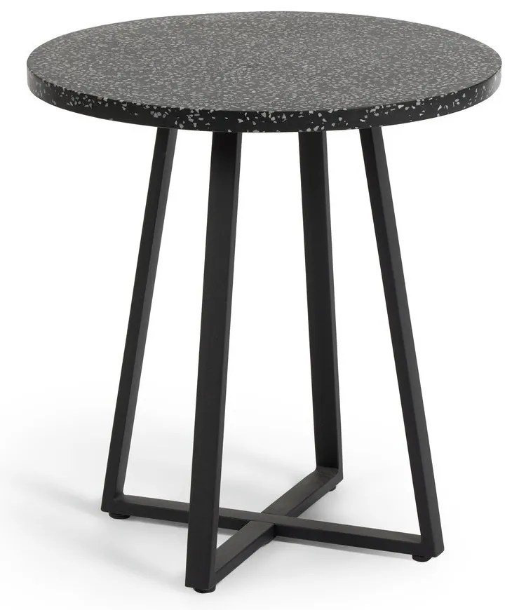 Čierny záhradný stôl s doskou z kameňa Kave Home Tella, ø 70 cm