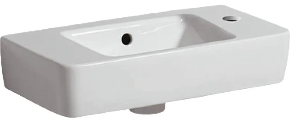 Geberit Selnova - Umývadielko 500x250 mm, s 1 otvorom na batériu vpravo, s prepadom, biela 501.507.00.1