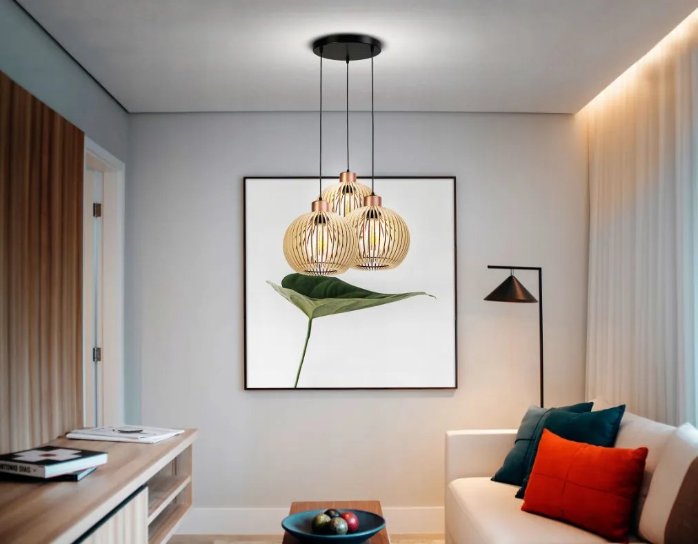 LED závesná lampa do miestnosti, nastaviteľná, 3XE27