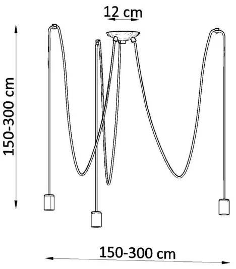 Sollux SL.0370 - Luster na lanku EDISON 3 3xE27/60W/230V pavúk čierna