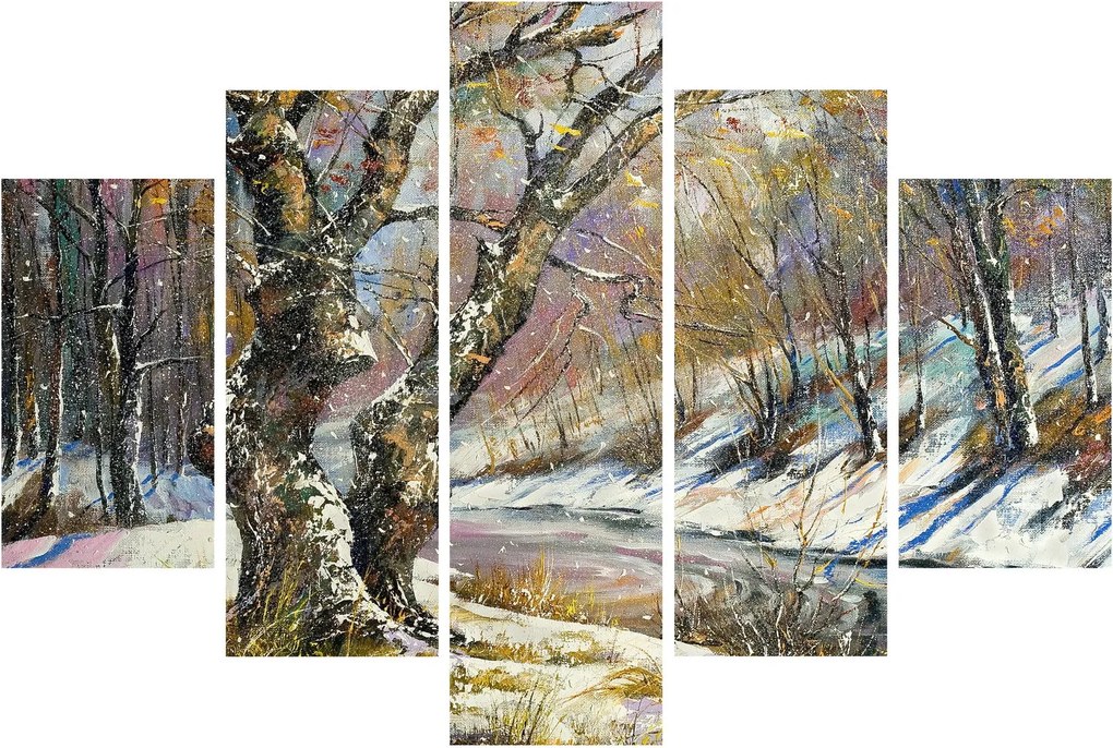 Obraz maľovanej zimnej krajiny (150x105 cm)