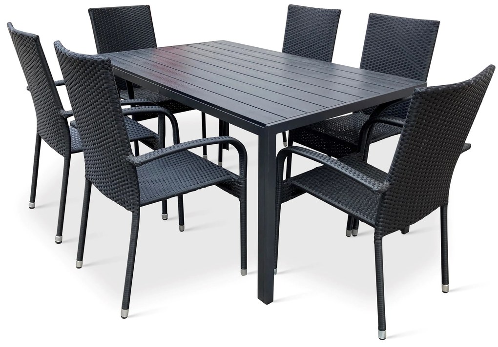 Noela Záhradný jedálenský set Viking L + 6x ratanová stolička Paris