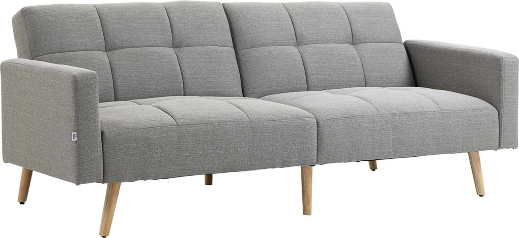 HOMCOM rozkladacia sedačka 2 v 1, vzhľad ľanu, sivá — 205 × 88 × 80 cm | Aosom