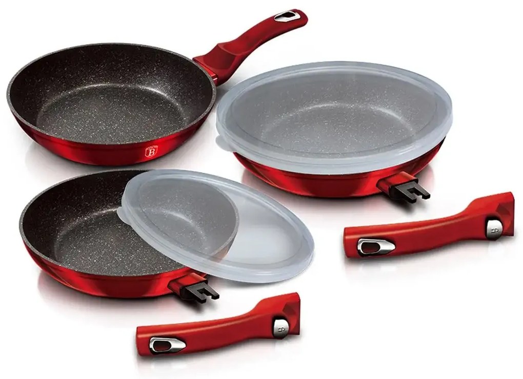 Nepriľnavá sada panvíc 3 ks, Burgundy BerlingerHaus