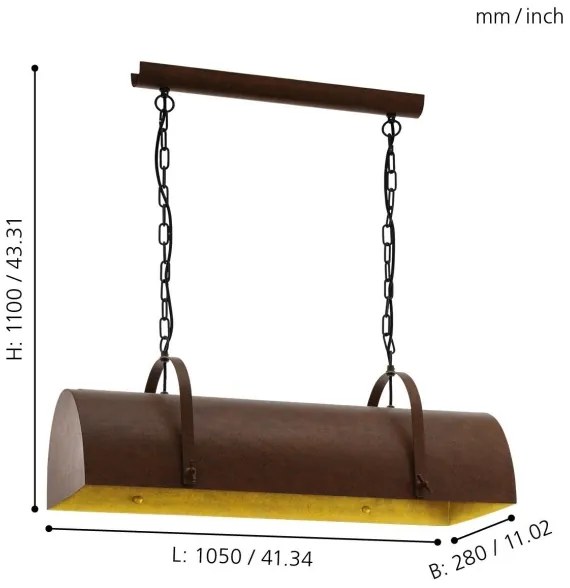Eglo 49702 - Luster na reťazi DEERHURST 3xE27/60W/230V