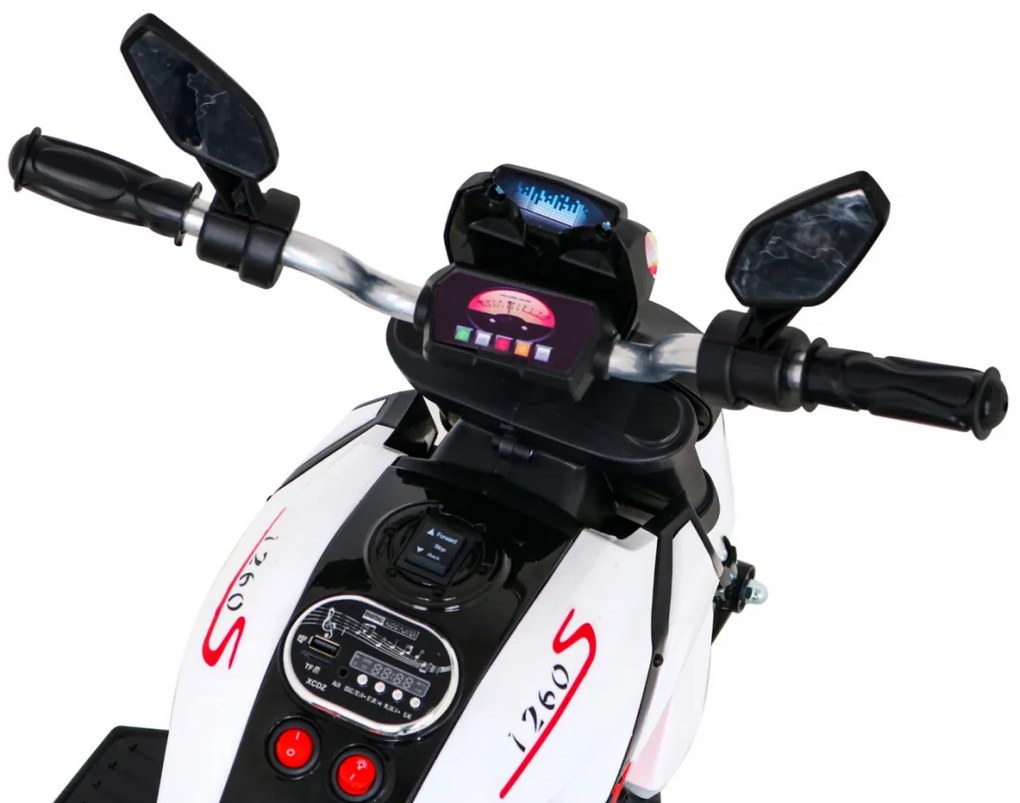Motorka na batérie pre deti FAST TOURIST - biela