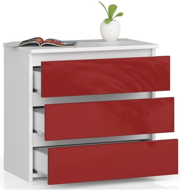 Nočný stolík CL3 60 cm biely / červený, lesk