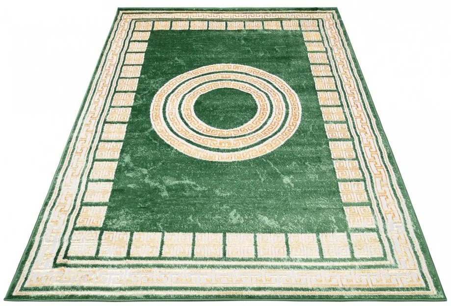 Zaujímavý zelený koberec s geometrickými vzormi Šírka: 140 cm | Dĺžka: 200 cm