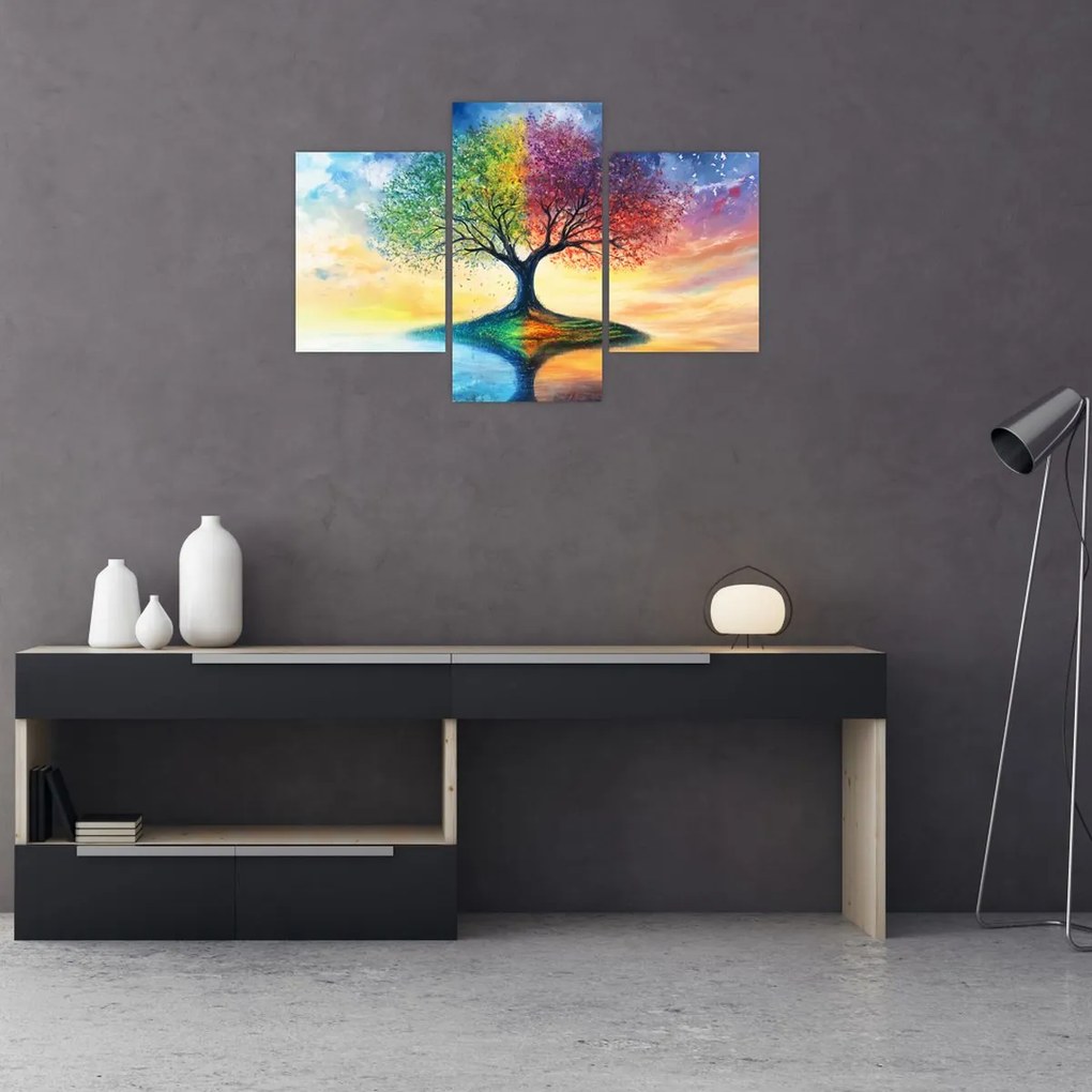 Obraz – Maľovaný strom ročných období (90x60 cm)