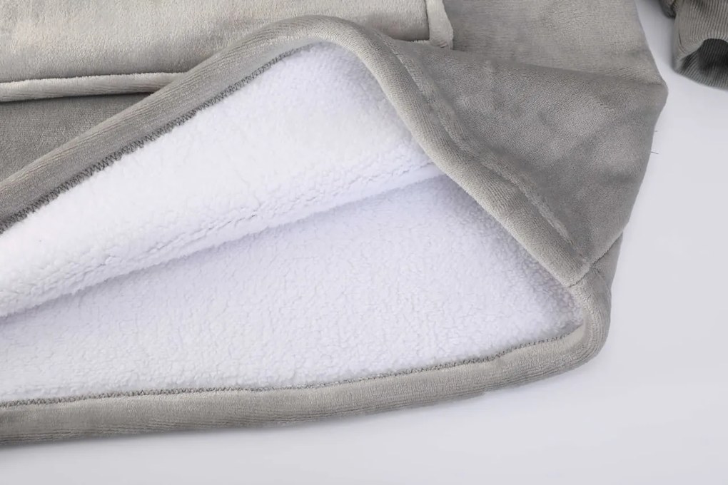 Deka s rukávmi HOODIE sivá