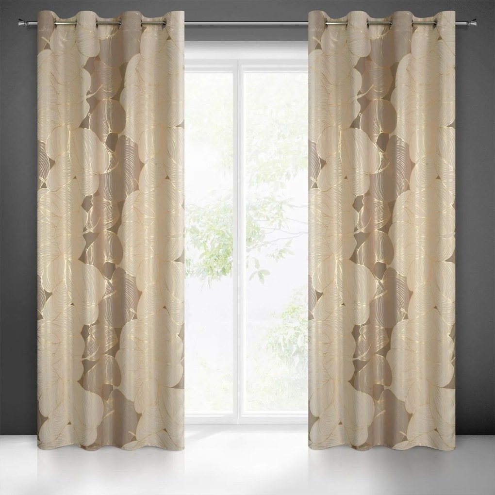 ZATEMŇOVACÍ ZÁVES NA KRÚŽKOCH FREESIA 140X250 CM BÉŽOVÁ