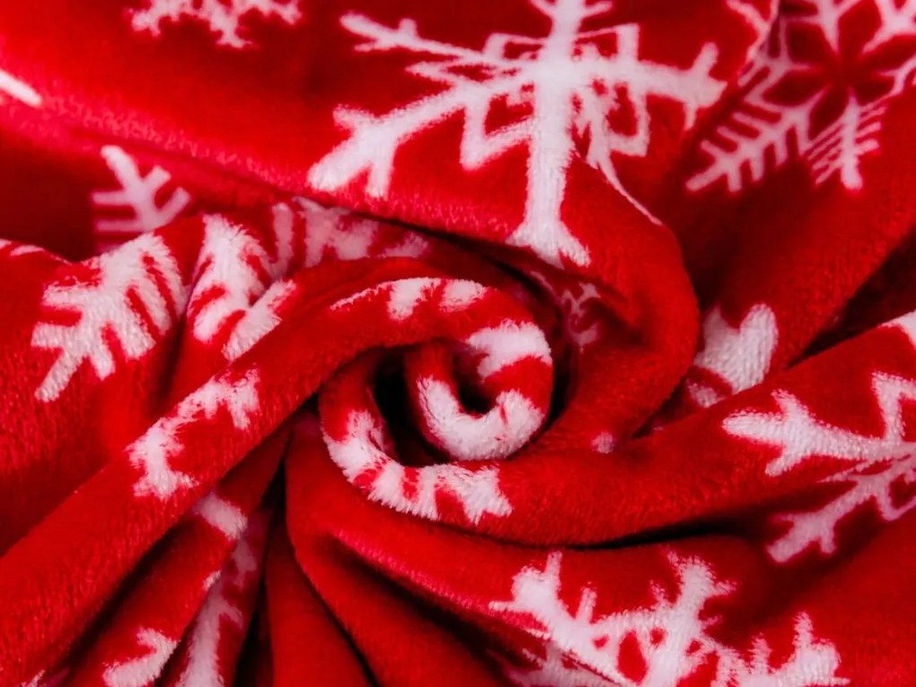 Vianočná mikroplyšová deka FROSTY FLAKES, červená Rozmer: 200 x 220 cm
