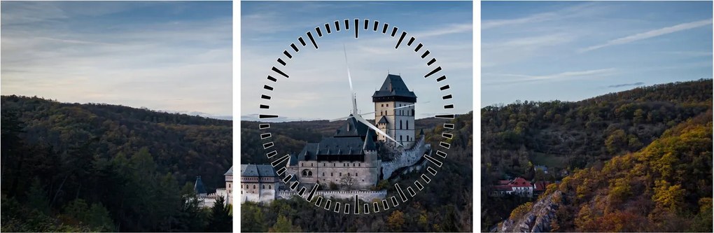 Obraz Karlštejn (s hodinami) (90x30 cm)
