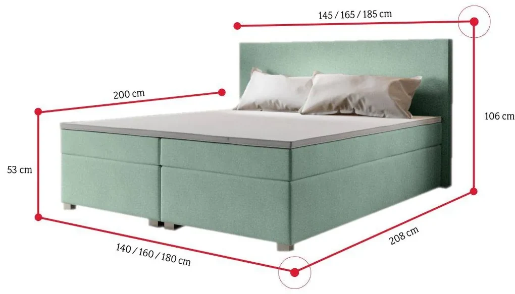 Posteľ Boxspring ISLAND + rošt + matrace, 140x200, cosmic 14