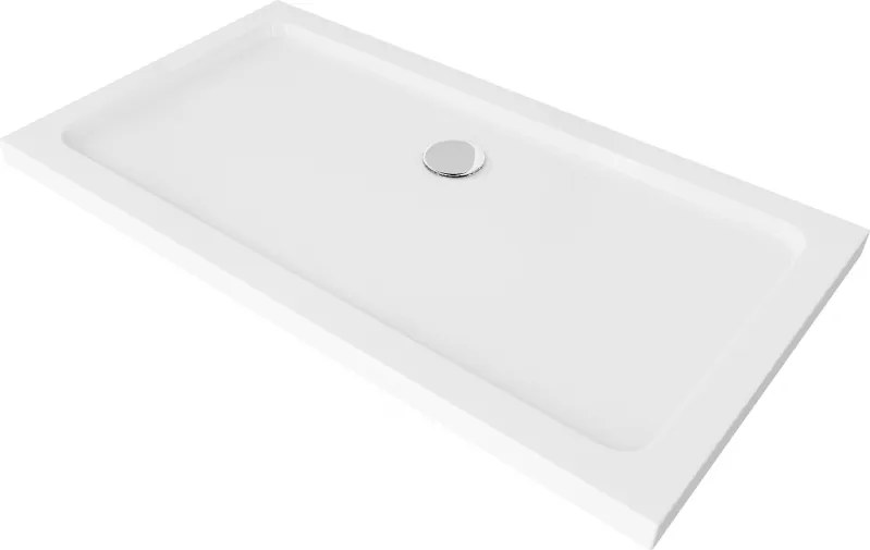 Mexen Slim, obdĺžniková sprchová vanička 120x70x5cm + chrómový sifón, biela, 40107012