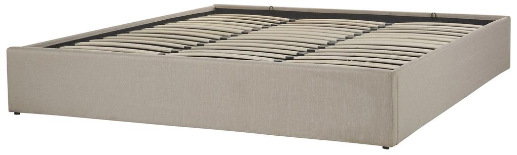 Čalúnená béžová posteľ s úložným priestorom 180 x 200 cm DINAN Beliani