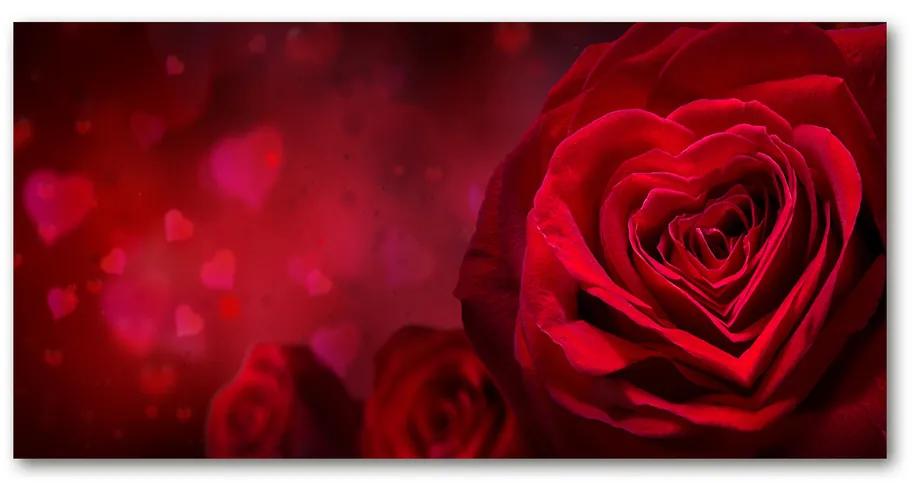 Foto obraz akryl do obývačky Červená ruža srdce pl-oa-140x70-f-75608886