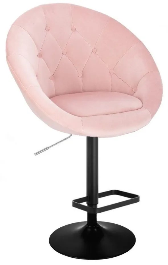 LuxuryForm Barová stolička VERA VELUR na čiernom tanieri - svetlo ružová