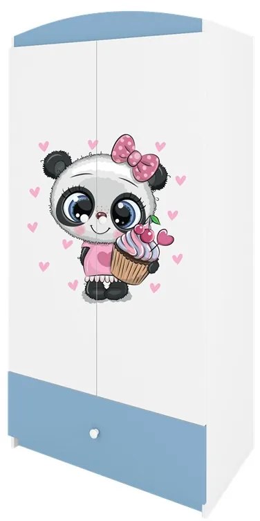 Detská šatníková skriňa BABYDREAMS Panda modrá